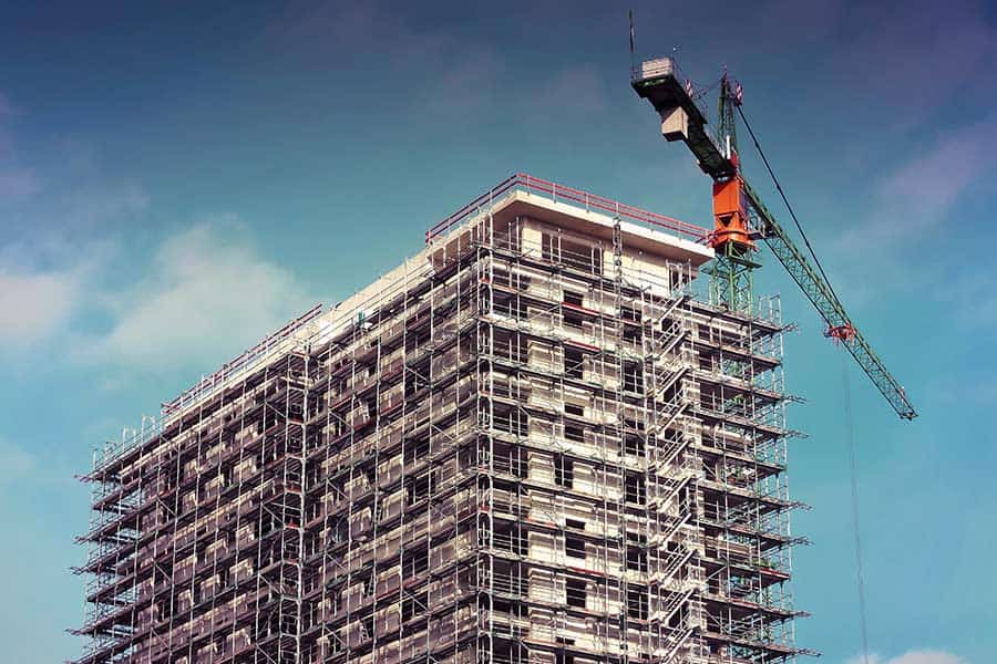 Building surrounded by Scaffolding