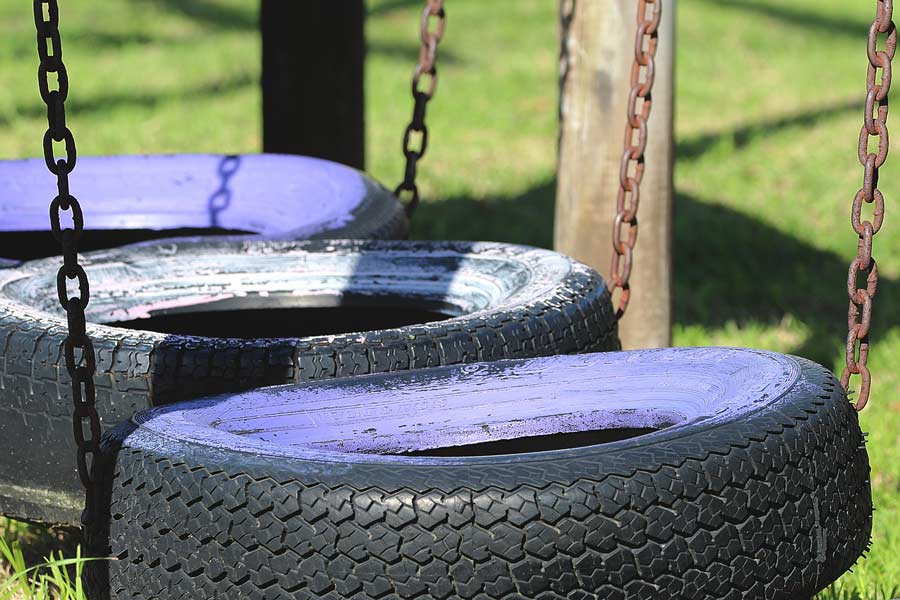 3 tire swings side by side