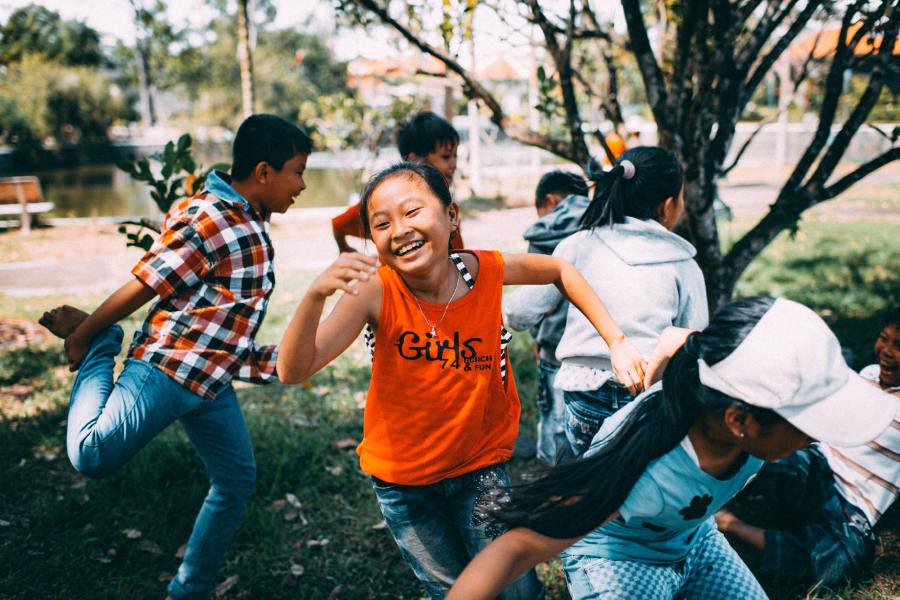 Kids playing at the playground