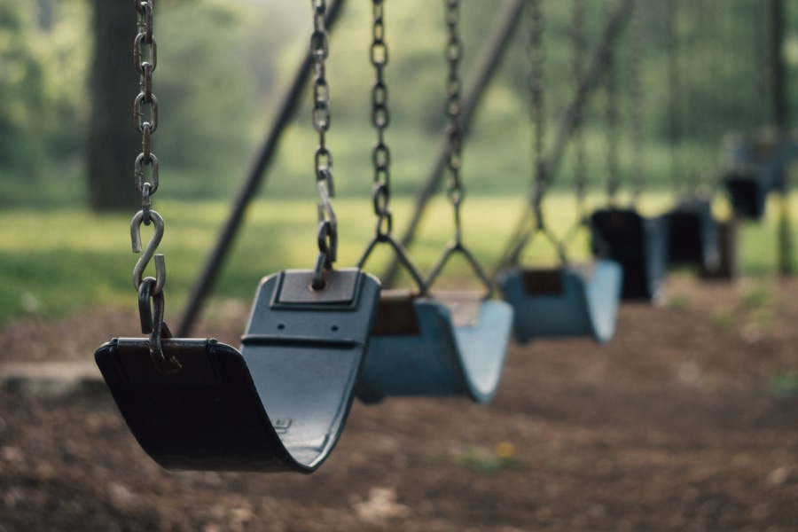 swings photographed close up