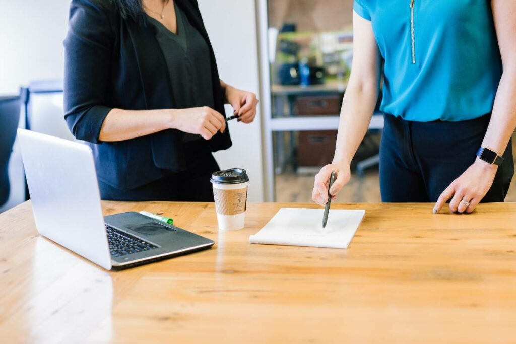 Project managers discussing a job order contract