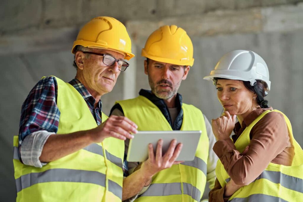 Construction managers checking the objectives of the project