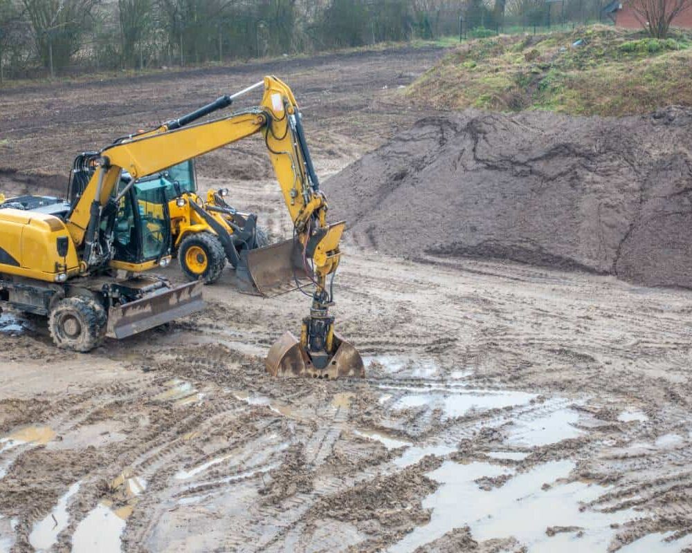 Heavy equipment being used for an Austin commercial construction project.