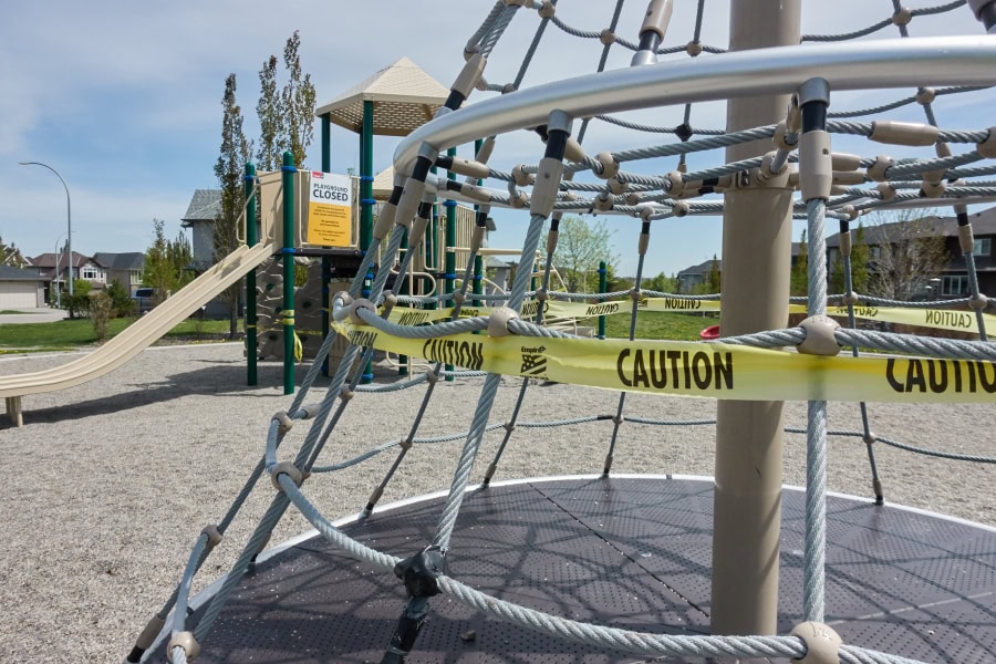 Picture of a playground on maintenance.